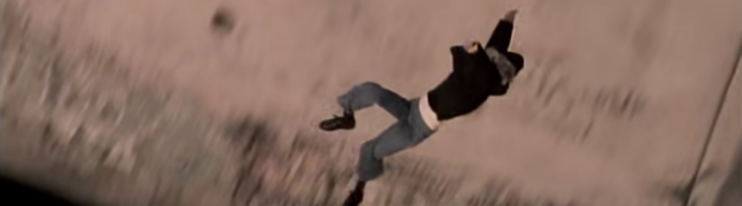 Still shot of man falling from Beastie Boys video for Sabotage