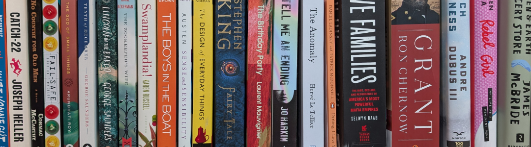 Cropped photo of bookshelf