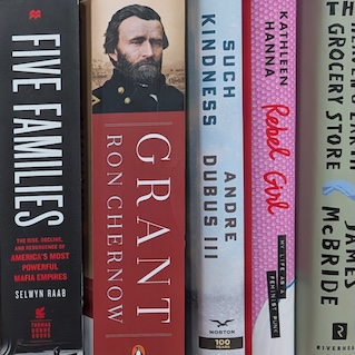 Cropped photo of bookshelf